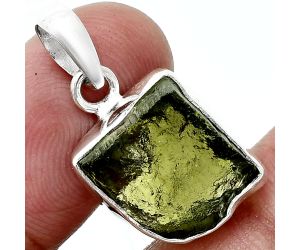 Genuine Czech Moldavite Rough Pendant SDP157493 P-1001, 13x14 mm