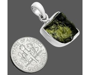 Genuine Czech Moldavite Rough Pendant SDP157493 P-1001, 13x14 mm