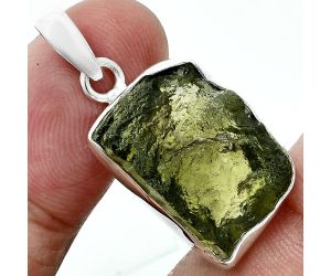 Genuine Czech Moldavite Rough Pendant SDP157494 P-1001, 14x19 mm