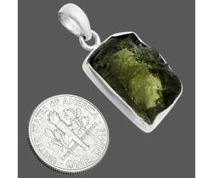 Genuine Czech Moldavite Rough Pendant SDP157494 P-1001, 14x19 mm