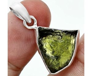 Genuine Czech Moldavite Rough Pendant SDP157495 P-1001, 15x17 mm