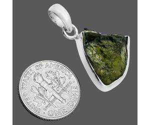 Genuine Czech Moldavite Rough Pendant SDP157495 P-1001, 15x17 mm