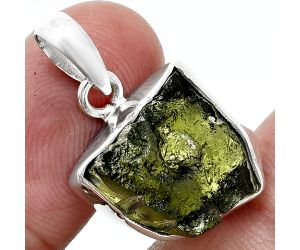 Genuine Czech Moldavite Rough Pendant SDP157496 P-1001, 15x16 mm