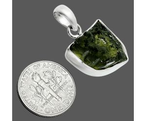 Genuine Czech Moldavite Rough Pendant SDP157496 P-1001, 15x16 mm