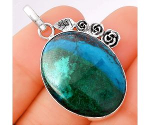 Natural Azurite Chrysocolla Pendant SDP78561 P-1070, 21x28 mm