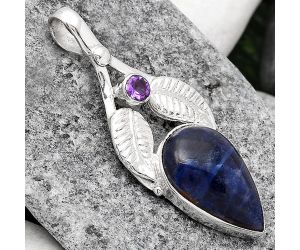 Natural Sodalite and Amethyst Pendant SDP80375 P-1416, 13x19 mm