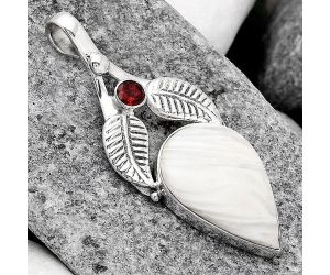 Natural White Scolecite and Garnet Pendant SDP80407 P-1416, 15x22 mm