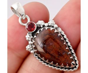 Natural Red Moss Agate and Garnet Pendant SDP80436 P-1482, 13x21 mm