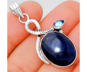 Natural Sodalite and Rainbow Moonstone Pendant SDP85975 P-1111, 15x20 mm