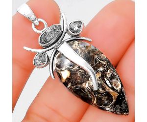 Lord Ganesha - Turtella Jasper and Herkimer Diamond Pendant SDP86064 P-1588, 17x31 mm