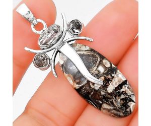 Lord Ganesha - Turtella Jasper and Herkimer Diamond Pendant SDP86066 P-1588, 15x31 mm