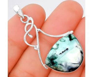 Dendritic Chrysoprase - Africa 925 Sterling Silver Pendant Jewelry SDP86125 P-1036, 17x20 mm