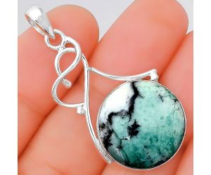 Dendritic Chrysoprase - Africa 925 Sterling Silver Pendant Jewelry SDP86148 P-1036, 19x19 mm