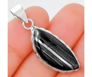 Crown Of Silver Psilomelane - Black Malachite Pendant SDP86294 P-1110, 12x27 mm