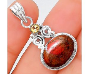 Natural Red Moss Agate and Citrine Pendant SDP86359 P-1603, 11x15 mm