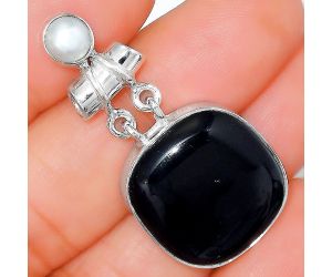 Natural Black Onyx - Brazil and Pearl Pendant SDP86490 P-1276, 19x20 mm