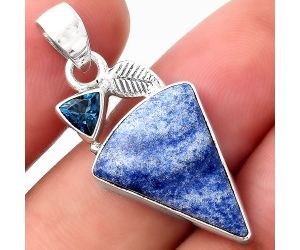 Dumortierite Quartz & London Blue Topaz Pendant SDP89009 P-1652, 15x20 mm