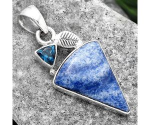 Dumortierite Quartz & London Blue Topaz Pendant SDP89009 P-1652, 15x20 mm