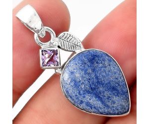 Dumortierite Quartz and Amethyst Pendant SDP89022 P-1652, 14x18 mm