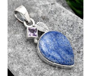 Dumortierite Quartz and Amethyst Pendant SDP89022 P-1652, 14x18 mm