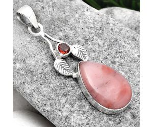 Guava Quartz - Brazil and Garnet Pendant SDP89794 P-1416, 13x20 mm