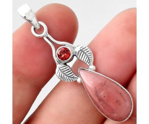 Guava Quartz - Brazil and Garnet Pendant SDP89808 P-1416, 9x19 mm