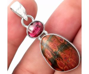 Natural Cherry Creek & Garnet Pendant SDP92324 P-1098, 15x22 mm