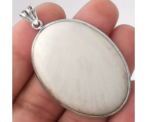 Natural White Scolecite Pendant SDP92377 P-1001, 30x42 mm