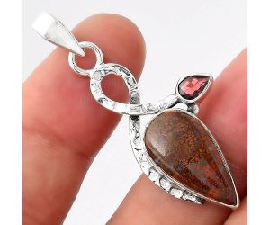 Natural Red Moss Agate & Garnet Pendant SDP93168 P-1111, 10x20 mm