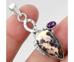 Indian Blanket Jasper & Amethyst Pendant SDP93182 P-1111, 12x21 mm