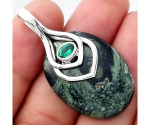 Star Galaxy Jasper & Green Tourmaline Pendant SDP95018 P-1562, 20x30 mm