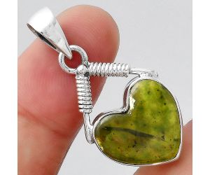 Valentine Gift Heart Natural Chrome Chalcedony Pendant SDP95091 P-1600, 16x17 mm