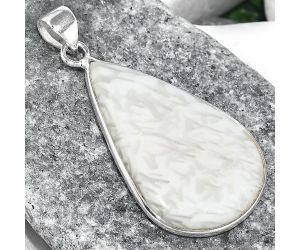 Natural White Scolecite Pendant SDP97878 P-1001, 21x32 mm