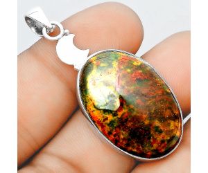 Crescent Moon - Blood Stone - India Pendant SDP98680 P-1368, 19x29 mm