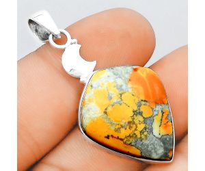 Crescent Moon - Natural Maligano Jasper Pendant SDP98682 P-1368, 21x26 mm