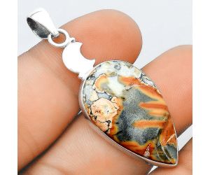 Crescent Moon - Natural Maligano Jasper Pendant SDP98688 P-1368, 17x29 mm