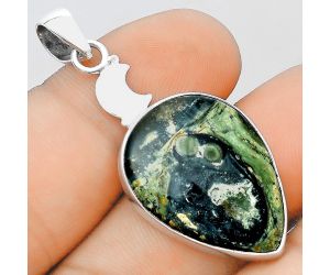 Crescent Moon - Star Galaxy Jasper Pendant SDP98692 P-1368, 19x25 mm