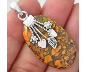 Natural Bamboo Jasper Pendant SDP99020 P-1647, 21x34 mm