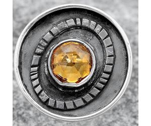 Faceted Natural Citrine Ring size-7 SDR116810 R-1080, 7x7 mm