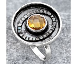 Faceted Natural Citrine Ring size-7 SDR116810 R-1080, 7x7 mm