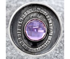 Faceted Natural Amethyst Ring size-7 SDR116814 R-1080, 7x7 mm