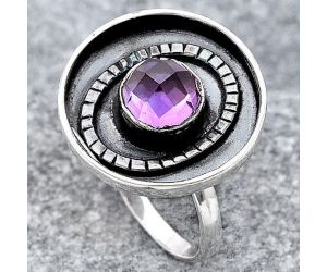 Faceted Natural Amethyst Ring size-7 SDR116814 R-1080, 7x7 mm