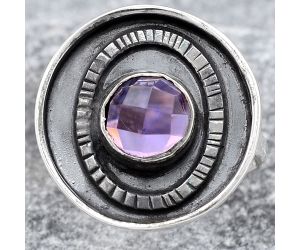Faceted Natural Amethyst Ring size-7 SDR116820 R-1080, 7x7 mm