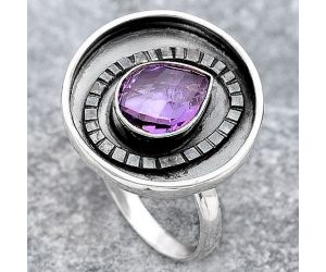 Faceted Natural Amethyst Ring size-8 SDR116822 R-1080, 7x9 mm