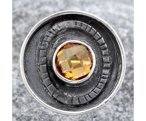 Faceted Natural Citrine Ring size-7 SDR116845 R-1080, 7x7 mm