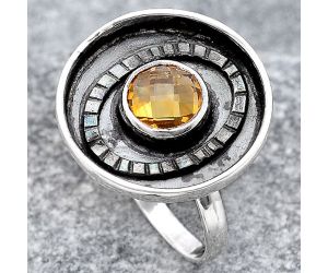 Faceted Natural Citrine Ring size-7 SDR116845 R-1080, 7x7 mm