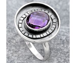 Faceted Natural Amethyst Ring size-7 SDR116857 R-1080, 7x9 mm