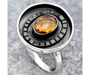 Faceted Natural Citrine Ring size-7 SDR116862 R-1080, 6x8 mm