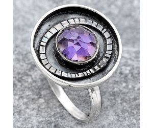 Faceted Natural Amethyst Ring size-8 SDR116863 R-1080, 8x8 mm