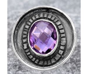 Faceted Natural Amethyst Ring size-7 SDR116881 R-1080, 8x10 mm